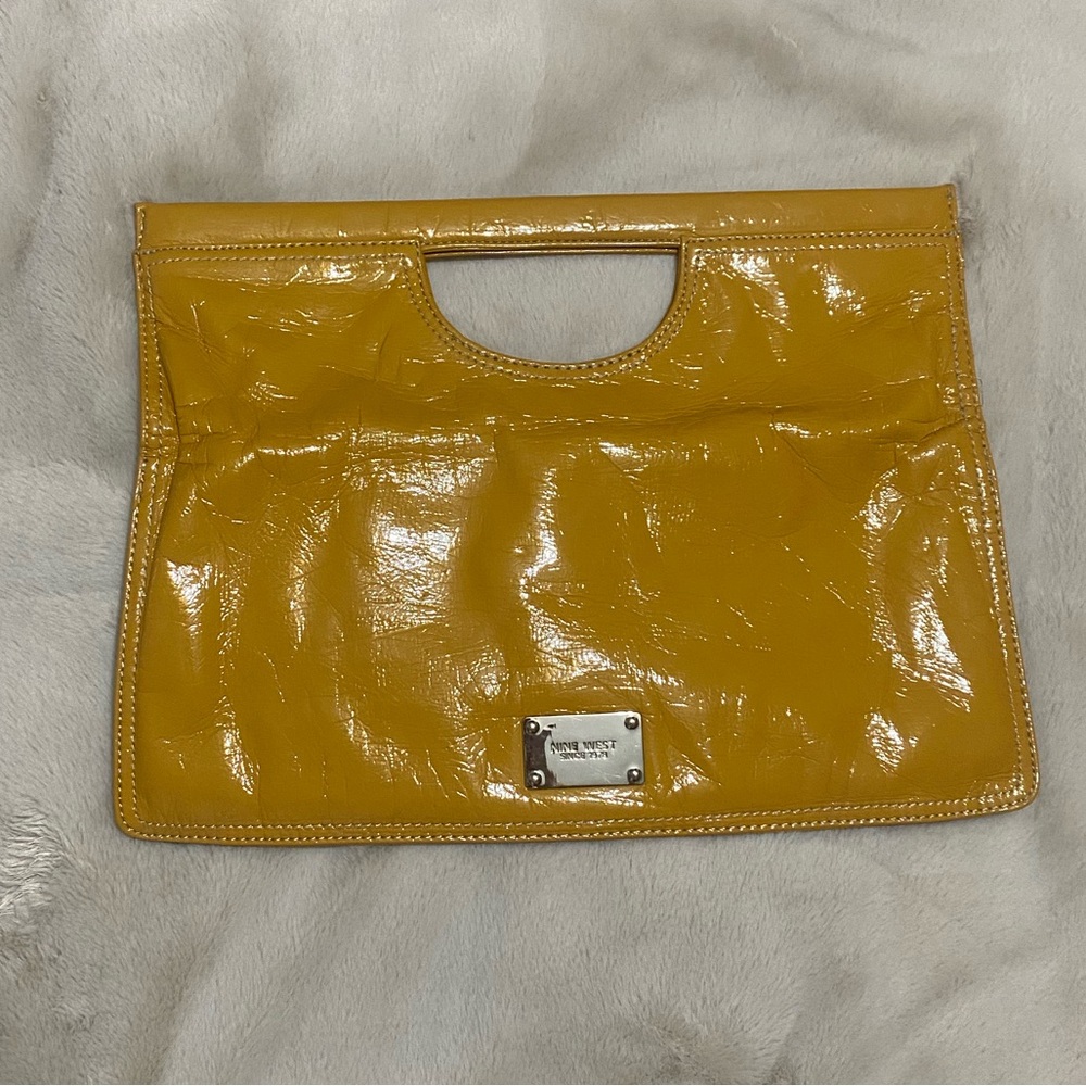 Yellow Patent Leather Nine West clutch purse